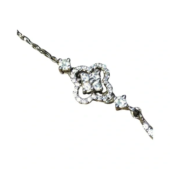 Luxury 925 Sterling Silver Diamond & Sapphire Clover Necklace paid $3,500 - Picture 6 of 15